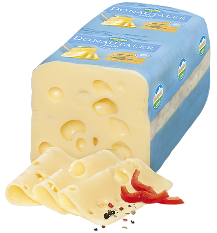 Packshot Weideglück Käse an der Theke Donautaler leicht 3 bis 3,2 kg Eurobrot