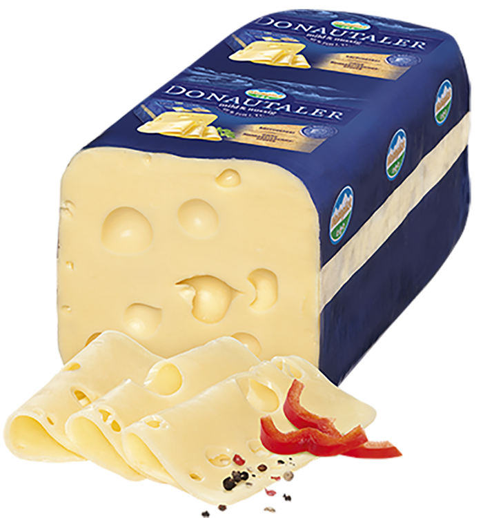 Packshot Weideglück Käse an der Theke Donautaler mild und nussig 3 bis 3,2 kg Eurobrot