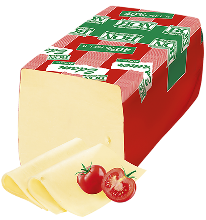 Packshot Weideglück Käse an der Theke Bon Edamer 40 Prozent Fett i. Tr. Standardbrot