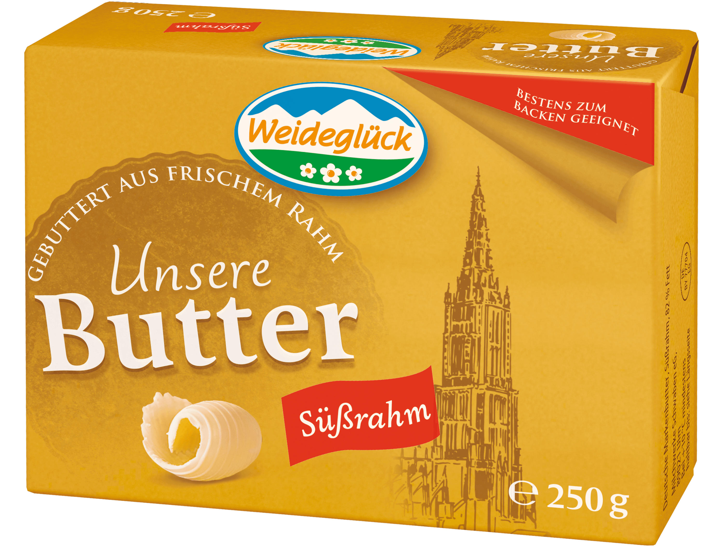 Packshot Weideglück Butter Süßrahm 250 Gramm