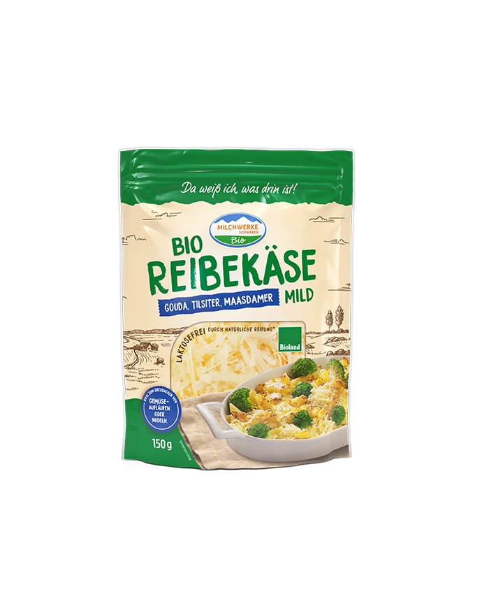 Weideglück – Bio Reibekäse - mild 150g